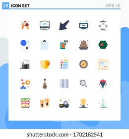 25 User Interface Flat Color Pack of modern Signs and Symbols of chart; time; profile; clock; alarm Editable Vector Design Elements