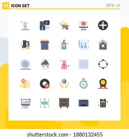 25 User Interface Flat Color Pack of modern Signs and Symbols of screwdriver; cross; construction; screen; code Editable Vector Design Elements