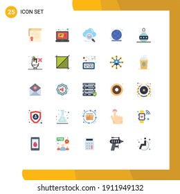 25 User Interface Flat Color Pack of modern Signs and Symbols of christmas; search; cloud; global; access Editable Vector Design Elements