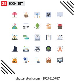 25 User Interface Flat Color Pack of modern Signs and Symbols of future; computing; business; computer; organization Editable Vector Design Elements