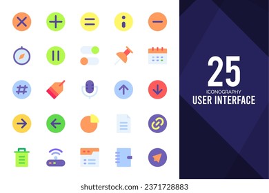 25 User Interface Flat icons pack. vector illustration.