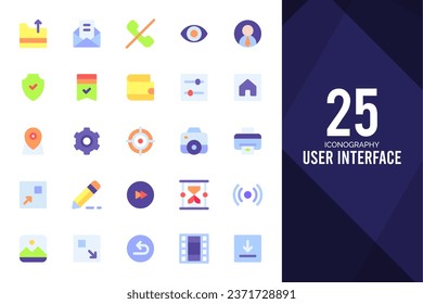 25 User Interface Flat icons pack. vector illustration.