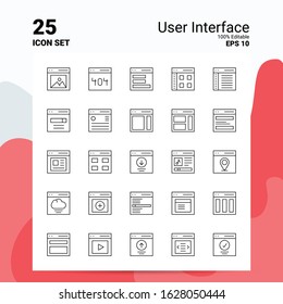 25 User Interface Icon Set. 100% Editable EPS 10 Files. Business Logo Concept Ideas Line icon design