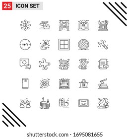 25 User Interface Line Pack of modern Signs and Symbols of idea; computer; air; art; gong Editable Vector Design Elements