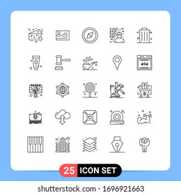 25 User Interface Line Pack of modern Signs and Symbols of office; business; id; worker; labour Editable Vector Design Elements