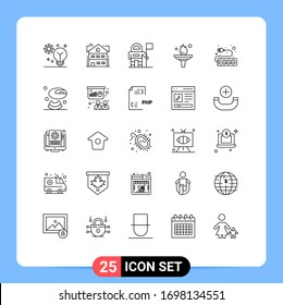 25 User Interface Line Pack of modern Signs and Symbols of hardware; training; home; motivation; career Editable Vector Design Elements