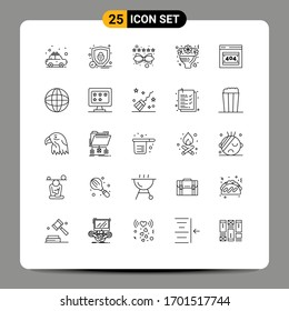 25 User Interface Line Pack of modern Signs and Symbols of error page; celebrate; management; roses; flowers Editable Vector Design Elements