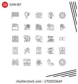 25 User Interface Line Pack of modern Signs and Symbols of building; street; map; park; light Editable Vector Design Elements
