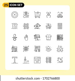 25 User Interface Line Pack of modern Signs and Symbols of car; city; buy; chart; grid Editable Vector Design Elements