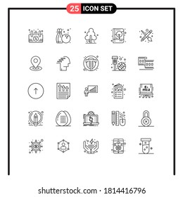 25 User Interface Line Pack of modern Signs and Symbols of tool; brush; spring; print; cover Editable Vector Design Elements