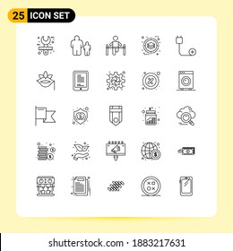 25 User Interface Line Pack of modern Signs and Symbols of product; deployment; parental control; business; health Editable Vector Design Elements