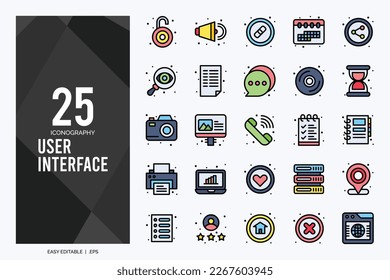 25 User Interface Lineal Color icon pack. vector illustration.