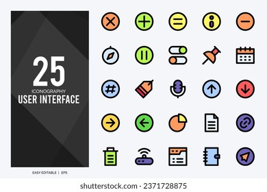 25 User Interface Lineal Color icons pack. vector illustration.