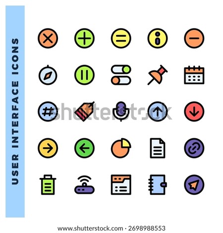 25 User Interface Lineal Color icons pack. vector illustration.