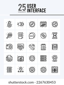 25 User Interface Outline icons Pack vector illustration.
