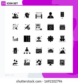 25 User Interface Solid Glyph Pack of modern Signs and Symbols of human; avatar; mind; rings; hanging Editable Vector Design Elements
