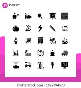 25 User Interface Solid Glyph Pack of modern Signs and Symbols of economics; banking; wash; arrows; tennis Editable Vector Design Elements