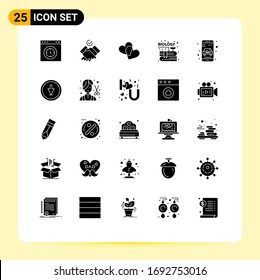 25 User Interface Solid Glyph Pack of modern Signs and Symbols of service; delivery; favorites; knowledge; content Editable Vector Design Elements