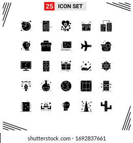25 User Interface Solid Glyph Pack of modern Signs and Symbols of human; money; party; digital; cashless Editable Vector Design Elements