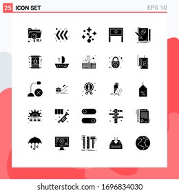 25 User Interface Solid Glyph Pack of modern Signs and Symbols of sketching; table; medical; interior; home Editable Vector Design Elements