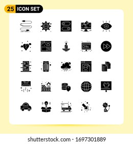 25 User Interface Solid Glyph Pack of modern Signs and Symbols of disease; marketing; gear; web; promotion Editable Vector Design Elements