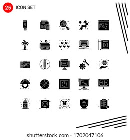 25 User Interface Solid Glyph Pack of modern Signs and Symbols of molecule; seo; business; search; money Editable Vector Design Elements