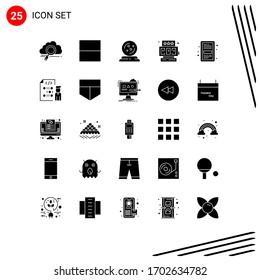 25 User Interface Solid Glyph Pack of modern Signs and Symbols of file; ebook; mage; book; star Editable Vector Design Elements