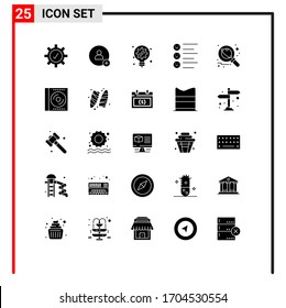 25 User Interface Solid Glyph Pack of modern Signs and Symbols of science; planet; innovation; astronomy; text Editable Vector Design Elements
