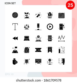 25 User Interface Solid Glyph Pack of modern Signs and Symbols of image; graphic; plant; tag; barcode Editable Vector Design Elements