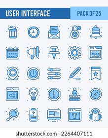 25 User Interface. Two Color icons Pack. vector illustration.
