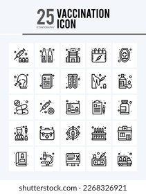 25 Vaccination Outline icons Pack vector illustration.