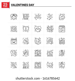 25 Valentines Day icon set. vector background