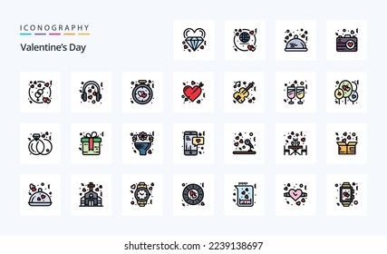 25 Valentines Day Line Filled Style icon pack