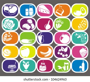 25 vector food and drinks vector labels set