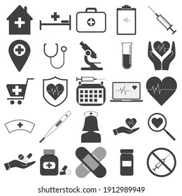 25 vector health icons on white isolate. EPS10