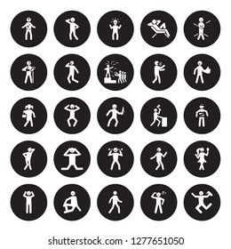 25 vector icon set : confused human, aggravated alive alone amazed better awesome angry anxious broken human isolated on black background.