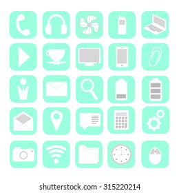25 vector icons white on blue