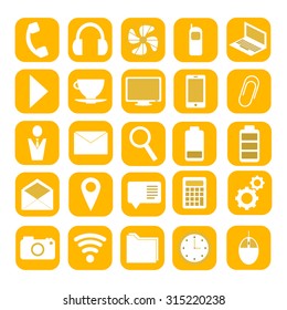 25 vector icons white on orange