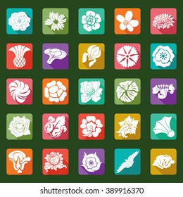 25 vector modern flowers icons - sets