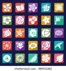 25 vector modern flowers icons - sets