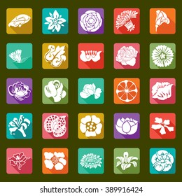 25 vector modern flowers icons - sets