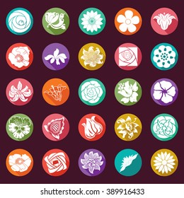 25 vector modern flowers icons - sets