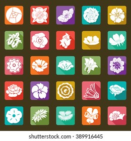 25 vector modern flowers icons - sets