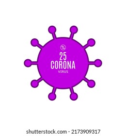 25% vector sign symbol in the form of virus illustration, corona outbreak diagnosis stamp, isolated on white background