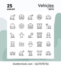 25 Vehicles Icon Set 100 Editable Stock Vector (royalty Free 