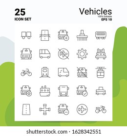 25 Vehicles Icon Set 100 Editable Stock Vector (Royalty Free ...