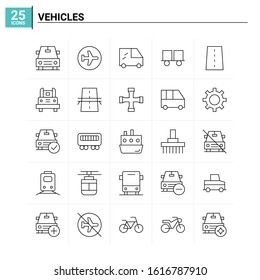 25 Vehicles icon set. vector background