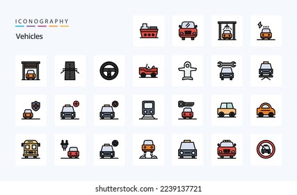 25 Vehicles Line Filled Style icon pack