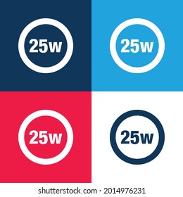 25 Watts Lamp Indicator blue and red four color minimal icon set