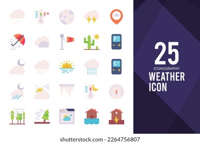 25 Weather Flat icon pack. vector illustration.